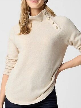 J. Crew factory Heart Button Collar Pullover mock neck sweater Large